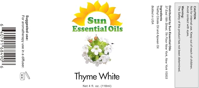 Sun Essential Oils 4oz Thyme Essential Oil – Aromatherapy Oil for Candles (4 Fluid Ounces)