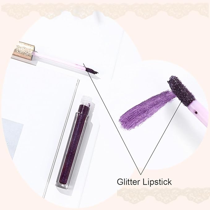 Kilshye Matte Lipstick Long Lasting Waterproof Liquid Lipsticks Glitter Cream Lip Gloss High Pigment Lipstick Non Stick Cup Lip Makeup for Women and Girls Pack of 1 (Purple 11)