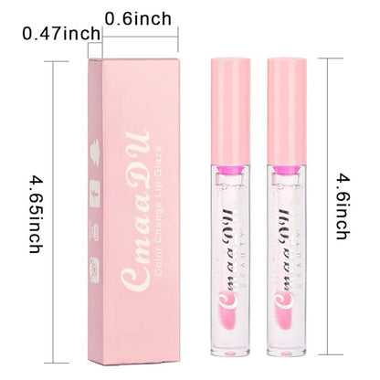 evpct 2Pcs Clear Color Changing PH Tinted Lip Changing