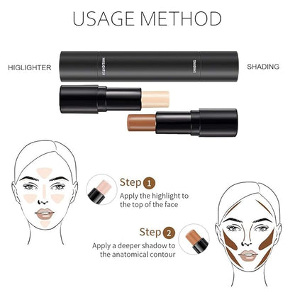 2 Colors Cream Contour Sticks Makeup Kit, Primer
