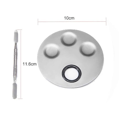 1 Set Round Stainless Steel 3-Well Cosmetic Makeup