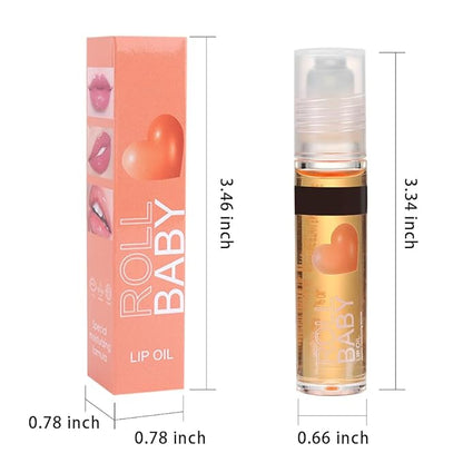 BINGBRUSH Roller Lip Glaze Mirror Lip Gloss, Plumping Magic Mood Lipstick Lip Glaze, High-Shine Clear Lip Stain Lip Balm Lip Care, Longlasting Moisturizing Lip Glow Oil (1Pc 02# Orange)