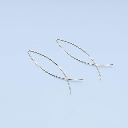 Boho Thin Arch Hoop Earrings Gold Threader Wire