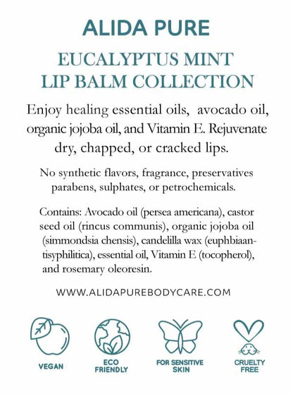 Eucalyptus Mint Lip Balm Collection, Vegan Lips,