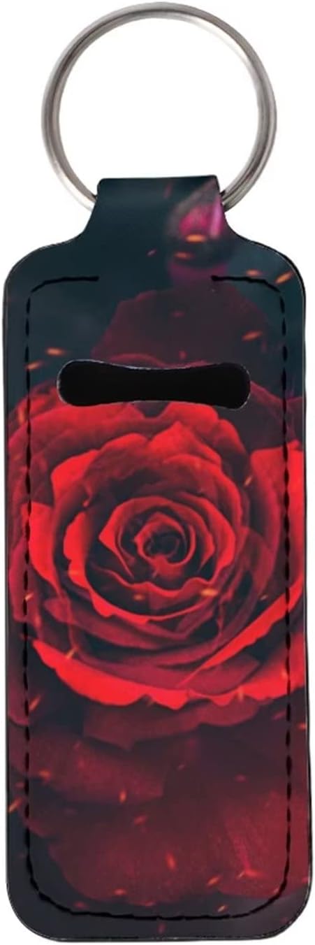 Women Girls Red Rose Print Lipstick Travel