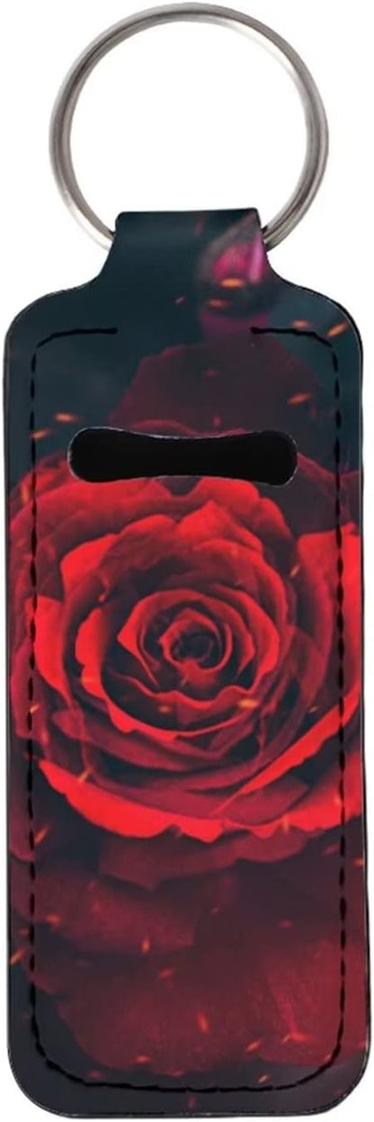 Women Girls Red Rose Print Lipstick Travel