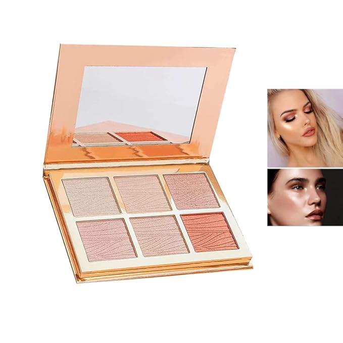 6 Colors Highlighter Makeup Face Palette, Shiny Glow