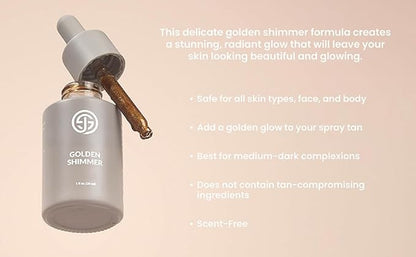 Spray Tan Additive - Golden Shimmer Drops | Adds Golden Glow to Spray Tan, Self Tanner, or Daily Moisturizer - 1oz