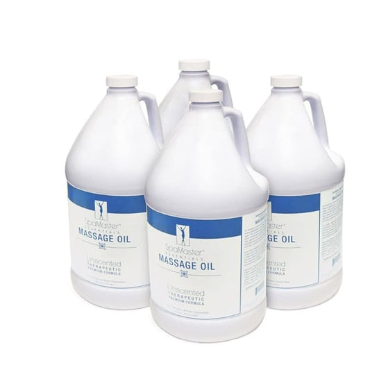 Master Massage Unscented Organic Massage Oil - Water-Soluble, Vitamin-Rich, Skin-Nourishing Formula, Ideal for Professionals and Home Use, 1-Gallon Bottle, Pack of 4