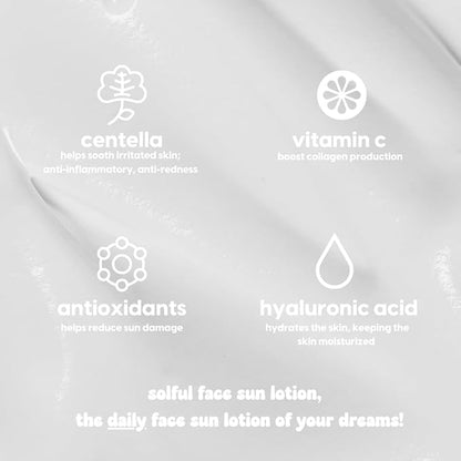Kara Beauty SOLFUL Face Sun Lotion SPF 50+ PA++++ Korean Moisurizing Sunscreen, No White Cast 1.7oz