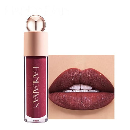 Shimmer Lip Gloss,Shine Liquid Lipstick Glossy Shimmer Finish, Glitter Sparkly Smooth Primer Lip Tint,Moisturizing Matte Lip Glaze Fine Glitter Waterproof Non-Stick Cup for Girls Women(#07)