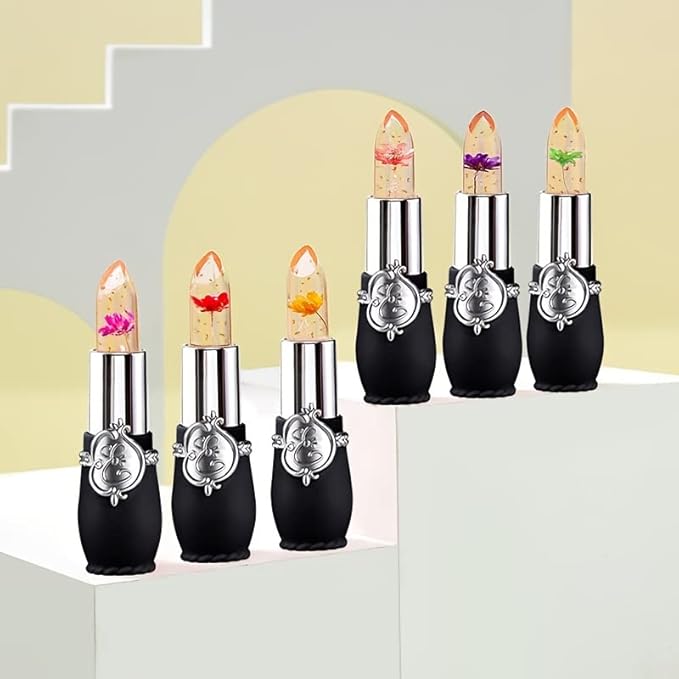 Color Changing Lipstick,Crystal Flower Lip Gloss, Color Changing Changing
