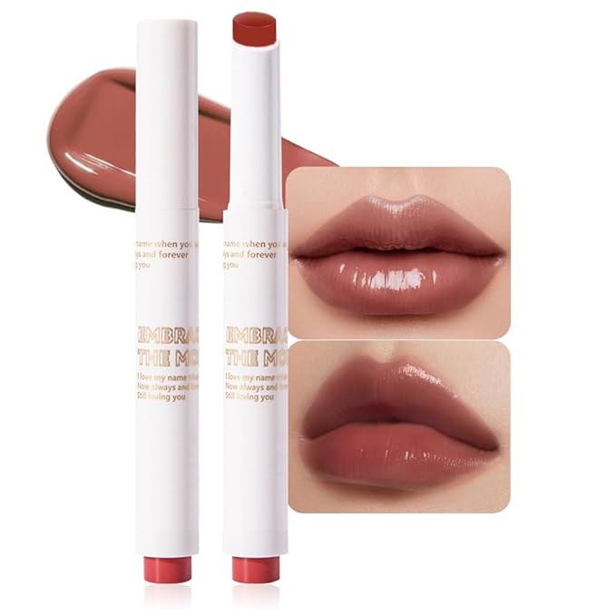 Moisturizing Solid Lipstick Non Sticky Lipstick, Moisturizing Lipstick Glossy Tinted Lip Balm,Long Lasting Non-Stick Lip Gloss Cute Makeup,High-gloss for Plumper Looking Lips,Vegan,Bronzed Glow (02#)