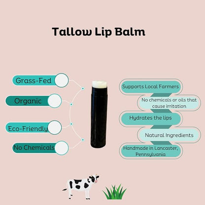 Beef Tallow Lip Balm 100% Grass Black