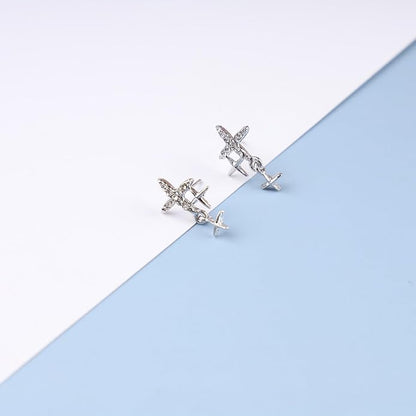 Vintage Rhinestone Star Earrings Silver Star