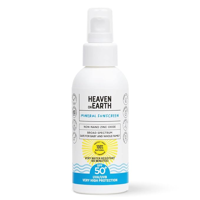Natural and Vegan SPF 50+ Mineral Sunscreen for Full Body - Water Resistant (80 Minutes), Unscented, Titanium Dioxide FREE - Safe for Newborn and Whole Family - Non-Nano Best Sunscreen,100ml