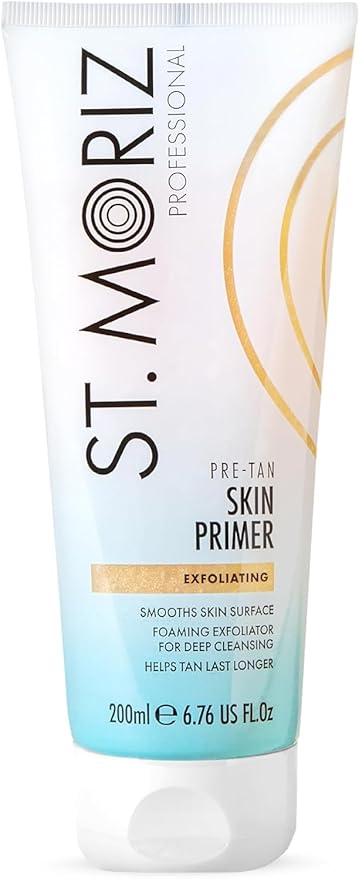St Moriz Pre-Tan Skin Primer for Self Tanner- Exfoliating Fake Tan Primer - Preps & Primes Skin for Long-Lasting Tan - Deep Cleansing Foaming Exfoliator for Self Tan (6.76 fl oz)