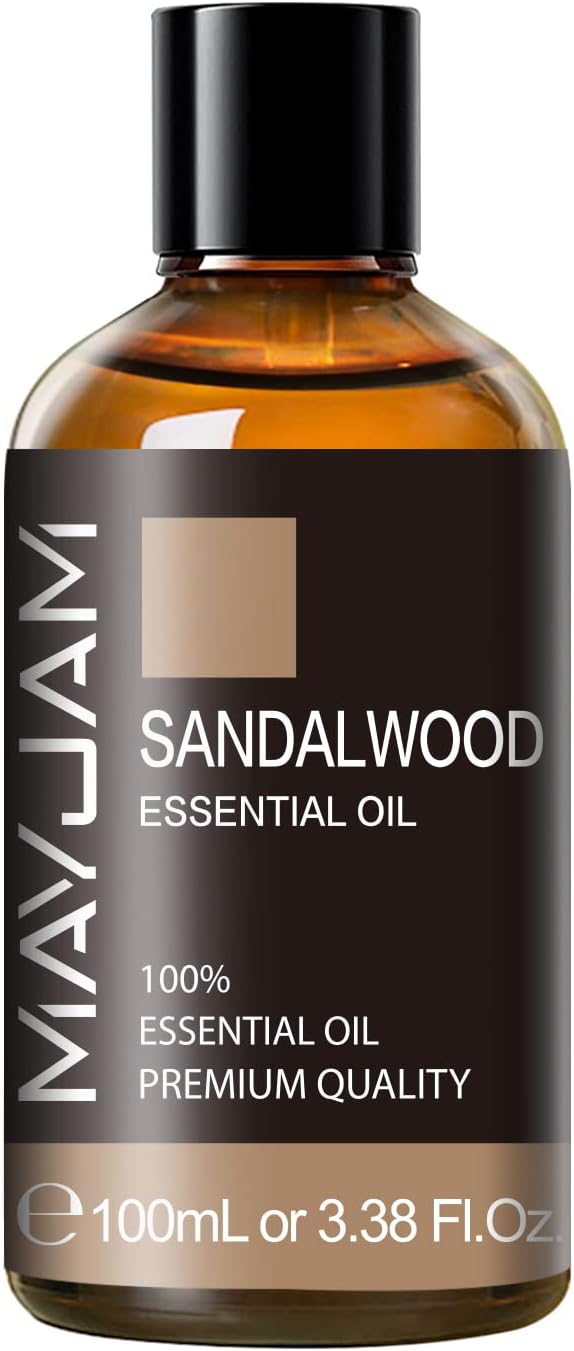 Sandalwood Essential Oil, 3.38FL.OZ Pure Essential Oils by MAYJAM, Large Volume Sandalwood Oil, Perfect for Aromatherapy Diffuser, Great for DIY Candle and Soap Making