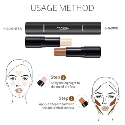 2 Colors Cream Contour Sticks Makeup Kit, Primer