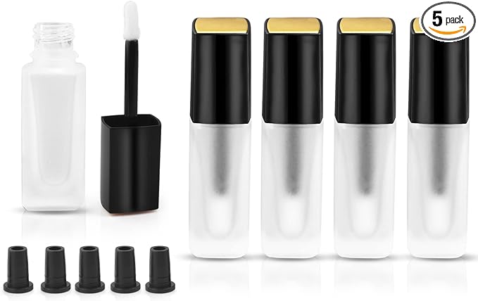 5 Pcs Frosted Glass Lip Gloss Tubes Refillable Lip 5ml