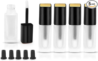 5 Pcs Frosted Glass Lip Gloss Tubes Refillable Lip 5ml