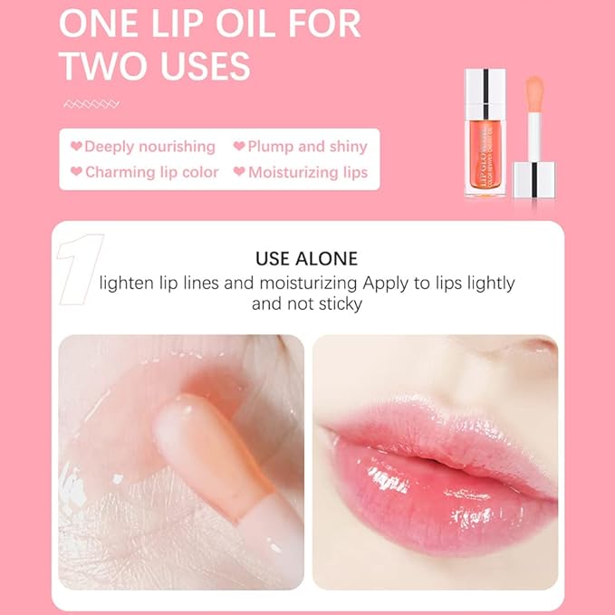 3Pcs Plumping Lip Oil, Hydrating Lip Gloss Tinted Plumping