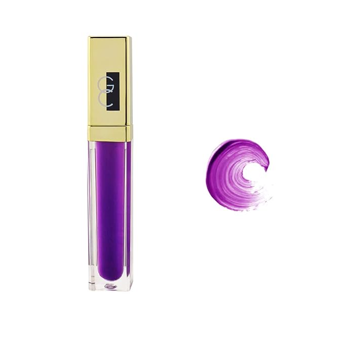 Gerard Cosmetics Color Your Smile Lip Gloss Eggplant | Super Pigmented Bright Purple Lip Gloss with LED Light and Mirror | Shiny Finish | Hydrating Purple Lipstick
