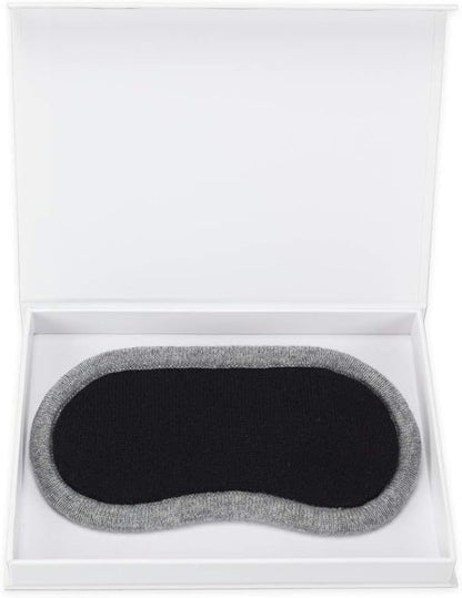 Jet&Bo 100% Pure Cashmere Eye Mask Black & Gray in Gift Box