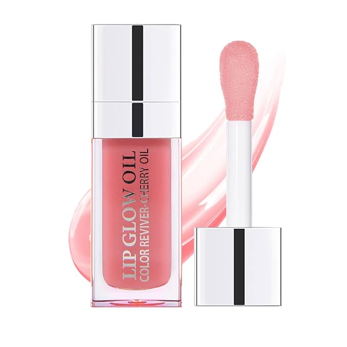 Plumping Lip Oil, Hydrating Lip Gloss Tinted Lip Balm Transparent Lip Care, Big Brush Head Glitter Shine, Long Lasting Nourishing Non-sticky Fresh Texture