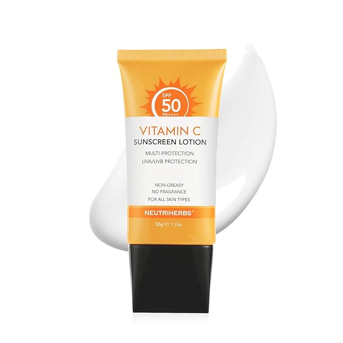 NEUTRIHERBS Sunscreen Tinted SPF 50 for Face & Body, PA++++ Sunblock Lotion, Broad Spectrum, Vitamin E and Vitamin C Face Sunscreen, Travel Sunscreen