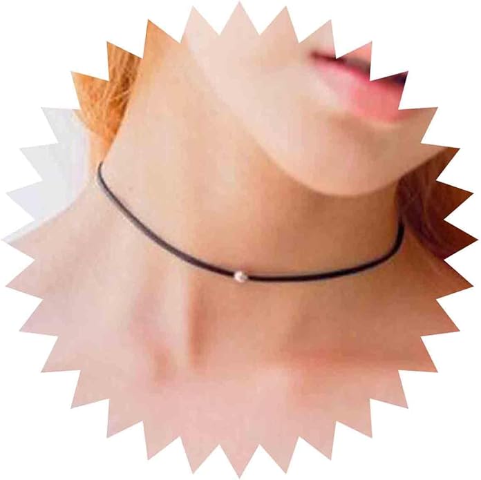 Boho Leather Choker Necklace Thin Black