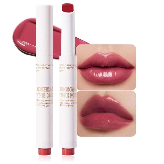 Moisturizing Solid Lipstick Non Sticky Lipstick,Moisturizing Lipstick Glossy Tinted Lip Balm,Long Lasting Non-Stick Lip Gloss Cute Makeup,High-gloss for Plumper Looking Lips,Vegan,Sweet Cold Rose(01#)