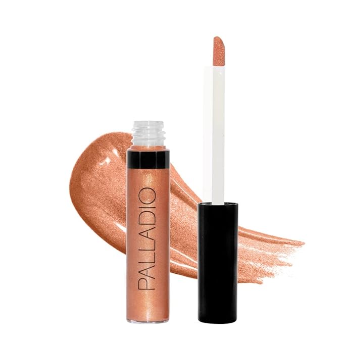 Palladio Lip Gloss, Non-Sticky Lip Gloss, Contains Vitamin E and Aloe, Offers Intense Color and Moisturization, Minimizes Lip Wrinkles, Softens Lips with Beautiful Shiny Finish, Copper