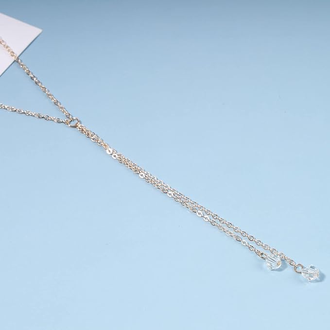 Boho Crystal Drop Necklace Gold Crystal Tassel Y