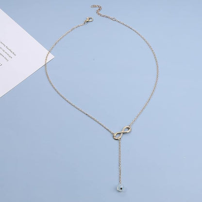 Boho Crystal Infinity Necklace Gold Y