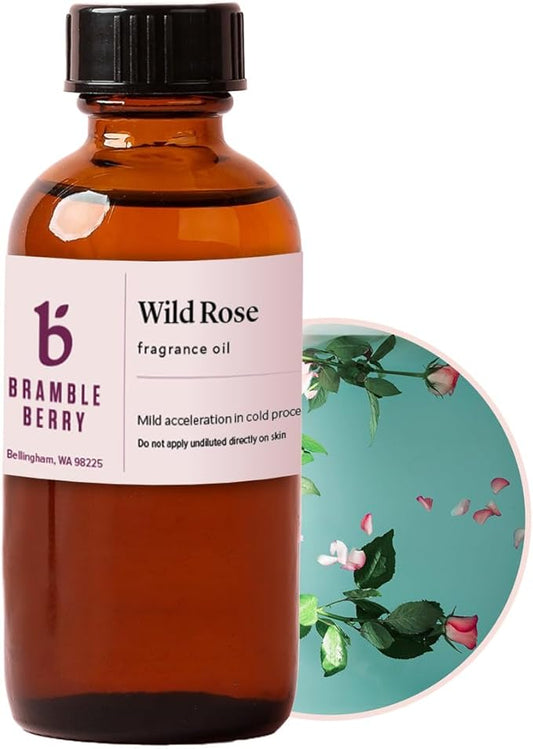 Bramble Berry Wild Rose Fragrance Oil (2 Fl oz) | Great for Making DIY Soap, Candles, Lotion, Bath Bombs, Skin & Body Care | Vegan, Phthalate & Paraben Free