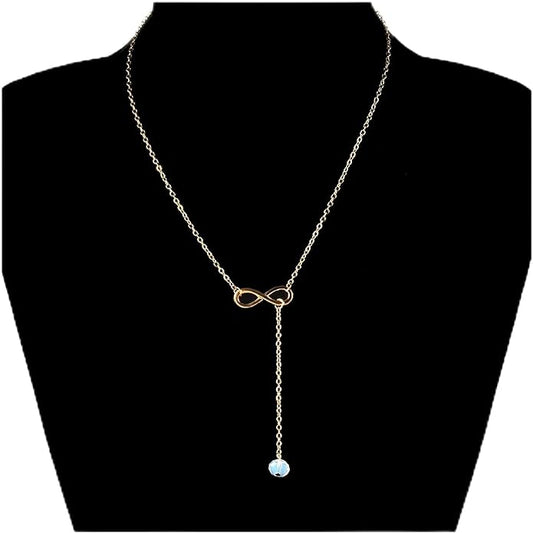Boho Crystal Infinity Necklace Gold Y