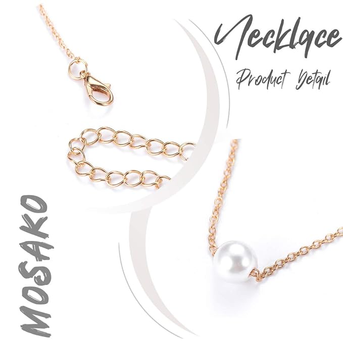 Single Pearl Pendant Necklace Chain Gold