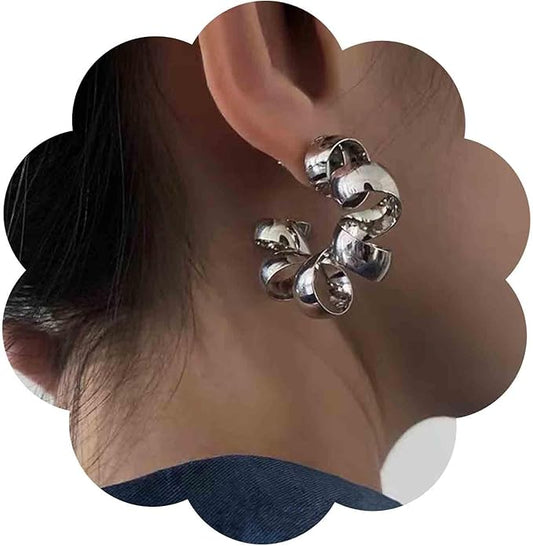 Vintage Exaggerated Irregular Circle Earrings Twist