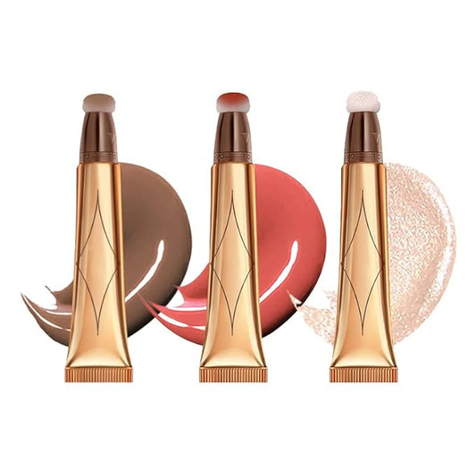 3 Color Contour Beauty Wand, Highlighter ，Blush，Face Concealer Pear White