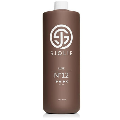 SJOLIE Spray Tan Solution - Luxe 12 - Violet Based Dark Blend | Sunless Tanning Solution for Deep, Dark Bronze Finish, All Natural (32oz)