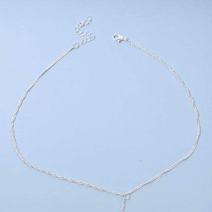Boho Layered Lava Bead Necklace Silver