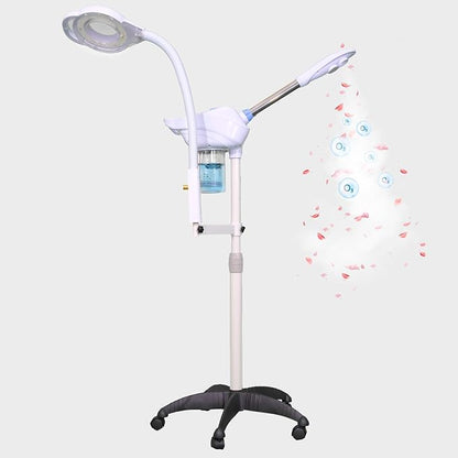 Professional Facial Steamer, 2-in-1 Face Steamer with 8X Magnifying Lamp, Ozone Face Steamer for Facial deep Cleaning Skin Firming Pores and Moisturizing Suitable for Salon, Beauty, Spa,Home (Large)