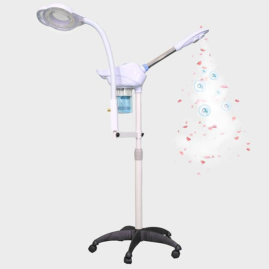 Professional Facial Steamer, 2-in-1 Face Steamer with 8X Magnifying Lamp, Ozone Face Steamer for Facial deep Cleaning Skin Firming Pores and Moisturizing Suitable for Salon, Beauty, Spa,Home (Large)