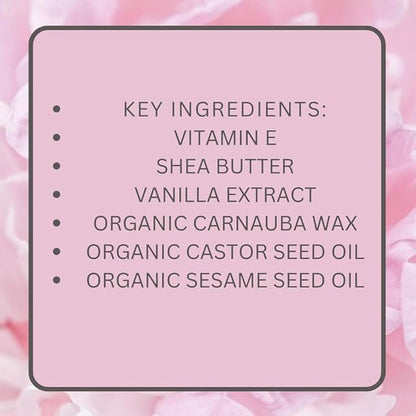 PRIMROSE VANILLA BEAN LIPSTICK, Creamy Formula, Made with Natural, Plant-Based, Organic Oil and Waxes, Paraben Free, Made in the USA. 0.16 oz/4.5 g (Mauve On Over)