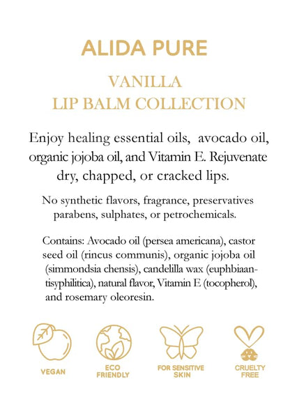Vanilla Lip Balm Collection, Vegan Lip Lips,