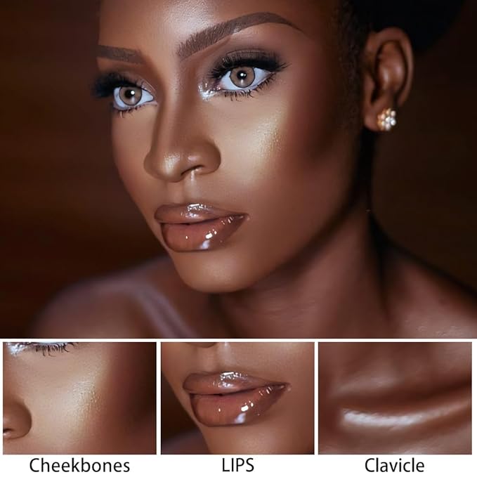 Kaely 2Pcs Cream Highlighter Stick Kit,Cheek Contour Glitter Lasting Waterproof,09+12