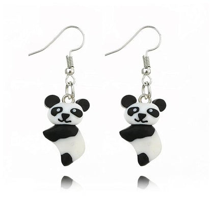 Soft Pottery Panda Earrings Cute Panda