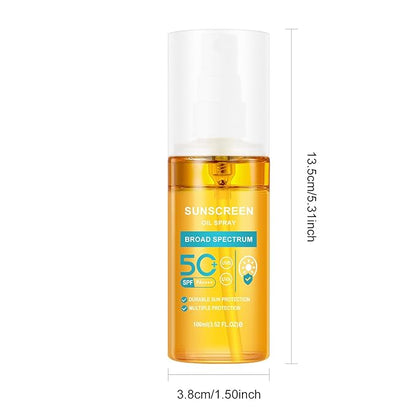 KYDA Oil Sunscreen Spray, Glow Oil Sunscreen Mist SPF 50, Lightweight Hydration Body Sunscreen Oil, Refreshing Sunscreen Spray, Broad Spectrum UVA/UVB Protection