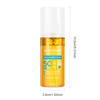 KYDA 2 Bottles Oil Sunscreen Spray, Glow Oil Sunscreen Mist SPF 50, Lightweight Hydration Body Sunscreen Oil, Refreshing Sunscreen Spray, Broad Spectrum UVA/UVB Protection